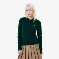 [lacoste] Women's Cable Long Sleeve Polo Sweater AF207E-55NYZP 38 beige