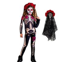 Mergaitės Rožinis Skeletas Vaikams Baisus Kostiumas Helovino Cosplay Kombinezonas Karnavalo Šventė Vaikų Romperiai Vaikų Drabužiai 5-6T(130) black
