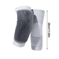 Faux Rabbit Fur Thermal Knee Sleeves Elastic Knit Fleece Knee Pads Knee Warmers  Outdoor Activities Grey-28cm gray