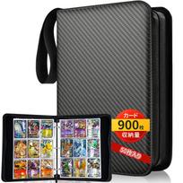 kelaisen 900 Card Binder 9 Pocket Pages Waterproof PVC Zipper Portfolio with Wrist Strap Black 33.5 x 27 5 cm gray