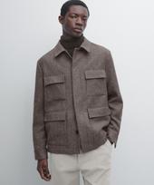 Massimo Dutti Herringbone Wool Blend Cardigan Vision/S (Kr 90) gray