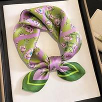 Scarf Silk Bandana Women Square Scarves Wrap Kerchief Spring Fashion Luxury High Quality Headband Hijab Shawls Real Silk 53x53cm gray
