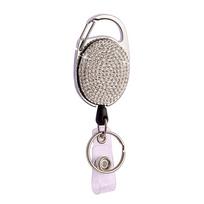 Color Crystal Retractable Keychain Shinny Rhinestones Badge Reel Id Lanyard Name Tag Card Holder Badge Holder Key Chain Badge gray