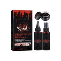 EELHOE Halloween Fake Blood Makeup Kit Skin Wax & Fake Blood Cosplay Party Makeup Set 1set black