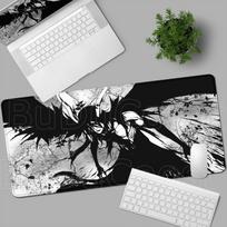 Anime Bleach Didelis pelės kilimėlis Baltas ir Juodas Žaidėjo Komiksų PC Klaviatūros Stalo Kilimėlis Kompiuterio Žaidimų Aksesuarai Kurosaki Ichigo Pelės Kilimėlis 30cmx60cm(11.8x23.6inch)