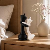 3D Printed Chess King and Queen Sculpture Romantic Cuddling Couple Statue Minimalist for black