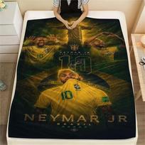 1PC Neymar Jr Patterned Flannel Blanket Suitable For All Seasons for Home Decor Warmth and Comfort Gifts Holiday Present 80cm x 120cm black