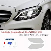 Pre-Cut For Mercedes Benz C-Class W205 C63 S205 2015- Car Clear PPF TPU Sticker Transparent Black Headlight Protective Film A gray