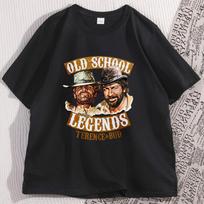 Senosios mokyklos legendos Bud Spencer T-shirt Unisex Vintažinis Laisvas Medvilninis Trumpomis Rankovėmis Apvalia Kaklo Išspausdintas T-shirt Streetwear Unisex Drabužiai 4XL white