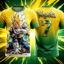 Dragon Ball Vegeta Super Saiyan 3D Print Family Matching T-shirt Vegeta 10 Number Short Sleeve Anime Parent-Child Streetwear Tee 6XL beige