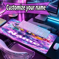 Custom Name Personalized KPop Demon Hunters Pattern Mousepad, Laptop PC Desk Mat, Decorative Desk Mat for Home Keyboard Pad Gift 30cmx60cm white