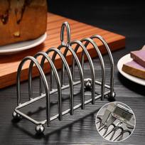Toast Rack Stainless Steel 6 Slice Slot Breakfast Toast Bread Rack Holder with Handle for Kitchen Bakery brown