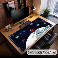 Custom Name Text Big Mouse Pad,Among Us Soft Non Slip Extended Desk Mat For Home Office 30cmx60cm brown