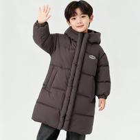 Kids Hooded Padded Winter Coat Thick Warm Mid Length Cotton Jacket 110cm ruda
