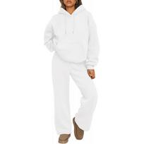 2026 Autumn/Winter Oversized Hoodie & Wide-Leg Pants Set Medium balta