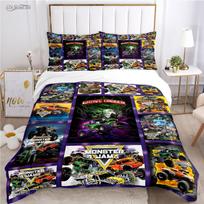 Monster Jam Truck Casal All Season Duvet Cover Comforter Bedding Set Soft Quilt Cover and Pillowcases Single/Double/Queen/King EU Single 135*200cm/53x79in 3pcs gray