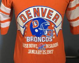 80s Vintage Denver Broncos Super Bowl XXI 1987 Pasadena 1986 nfl football T-Shirt - MEDIUM 110 blue