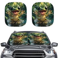 Car Sunshade, Car Window Sunshade, Sun Protection, Heat Insulation, Windshield, Cute Cat Front Block, Car Universal Sunshade Frog-02-Frog-02 black