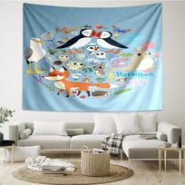 Puffin Rock Print Tapestry, Backdrop, Easy Setup, Ideal for Bedroom, Office & Living Room, with Aesthetic Wall Hanging Decor. 130cmx150cm