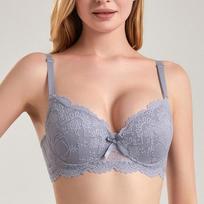 Sexy Lingerie Comfortable and Supportive Underwire Bra with Lace Trim 95B beige
