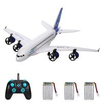 A380 2.4G RC skraidantis lėktuvo sklandytuvas su LED 3CH prožektoriumi pradedantiesiems, Fiksuotas EPP putplastis 3 batteries balta