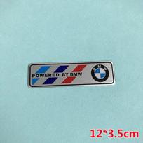 BMW M Performance metaliniai automobilio logotipo lipdukai: Aliuminio vardinė plokštelė su sparnu ir dekoratyvine etikete. gray