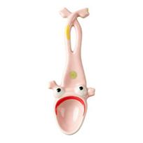 1/2Pcs Ugly Big Mouth Frog Ceramic Spoon Long Leg Frog Spoon Mixing Tool Humorous Kitchen Tabletop Accessory beige