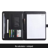 A4 Leather Business Folder with Calculator and Clip black