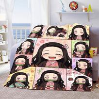 Nezuko Kamado Plush Flannel Blanket Soft Warm Throw Lightweight Blanket for Sofa Bed Home Use -QJY 75x90cm