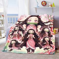 Nezuko Kamado Plush Flannel Blanket Soft Warm Throw Lightweight Blanket for Sofa Bed Home Use -QJY 75x90cm black