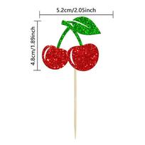 24Pcs Fruit Cake Toppers Summer Theme Cake Decoration Lemon Strawberry Cherry Cupcake Toppers Wedding Birthday Cupcake Decor Lemon yellow