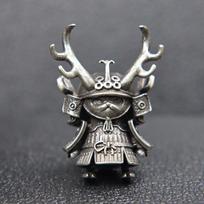 Japanese Pirate Antlers Samurai Doll Paracord Bead Knife Lanyard Brass Charms EDC DIY Bracelet Accessories for Keychain Pendants gray
