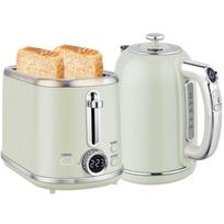 Kettle And Toaster Set Led Display 1.7 Liter 2200W Retro Design Memory Function Gray