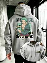 One Piece Men's Hoodie Roronoa Zoro Print Sweatshirt High Quality Warm Casual Street Style Hoodie For Autumn And Winter S gray