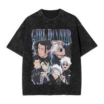 Anime Jujutsu Kaisen Gojo Satoru Geto Suguru Graphic T-shirt Men Manga Vintage Tshirts Cotton Washed Tee Harajuku Male T Shirt M gray