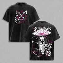 Kyoraku Shunsui BLEACH Graphic T Shirt Men Women Clothing ummer Cotton Tshirts Retro Washed Tee Harajuku Male Oversized T-shirt M black