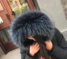 100% Real Raccoon & Natural Fox Fur Collar Luxury Winter Warm Neck Shawl Detachable Soft Plush Coat Trim For Men Women 65X15CM gray