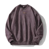 Men Autumn Winter Clothing Baggy Vintage Pullovers Couples O Neck Pullover Sweatshirts 2XL violetinė