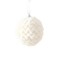 Christmas Hanging Ball Ornaments with Pom Poms and Painted Shapes for Tree Decor One Size white