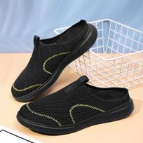 Fashion Big Size 48 Men Slippers Mesh Sandals Breathable Super Light Sneakers Outdoor Half Slippers Slip-on Men Beach Sandals Flat Shoes 44 juoda