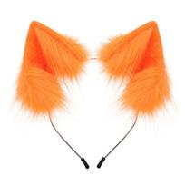Plaukuota Katės Vilko Lapės Ausų Lankelis Helovino Galvos Apdangalas Cosplay Kostiumas Šventė, Rave oranžinė