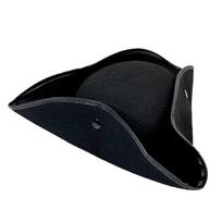 Caribbeans Pirate Hat Adjustable Unisex Hat Skull Emblem Pirate Hat Costume Hat for Costume Parties and Role Playing black
