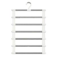 Multifunctional Folding Pants Rack - Cloud Ladder Hanging Design, Stainless Steel Pants Clips, Multi-Layer Seamless Storage white