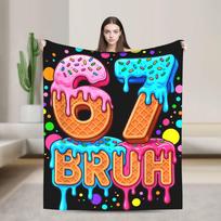 Tralalero Tralala Funny Italian Brainrot 67 Six Seven Meme Flannel Blanket Adults Soft Bedding Throws Winter Outdoor Bedspread 76x102cm blue