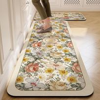 Kilimas virtuvės grindų kilimėlis PVC oda Vandeniui atsparus Neslystantis pėdų kilimėlis Atsparus alyvai Ilgas kilimas Pavasarinė gėlė Namų dekoravimo kilimai 50x80cm beige