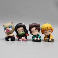 4pcs Demo Slayer Gk Kamado Tanjirou Kamado Nezuko Q Edition Shoulder Towards Shoulder Sleep Desktop Decoration Model Children ToyGift black