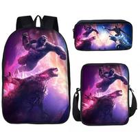 Godzilla vs. King Kong 2Godzilla x Kongnaujas mokinio kuprinės krepšys dėklas trijų dalių rinkinys Backpack black