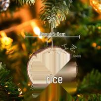 Creative Wooden Pine Slice Christmas Ornament with Bark for Tree Decoration Bark may fall off beige