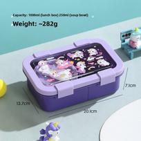 Kids Portable Bento Box With Microwave Safe Plastic For School And Workplace Meals violetinė