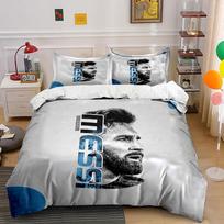 Lionel Messi Portrait Design Bedding Duvet Cover Set Duvet Cover Pillowcases  (1*Duvet Cover 2*Pillowcases, without duvet insert) 135x200cm gray